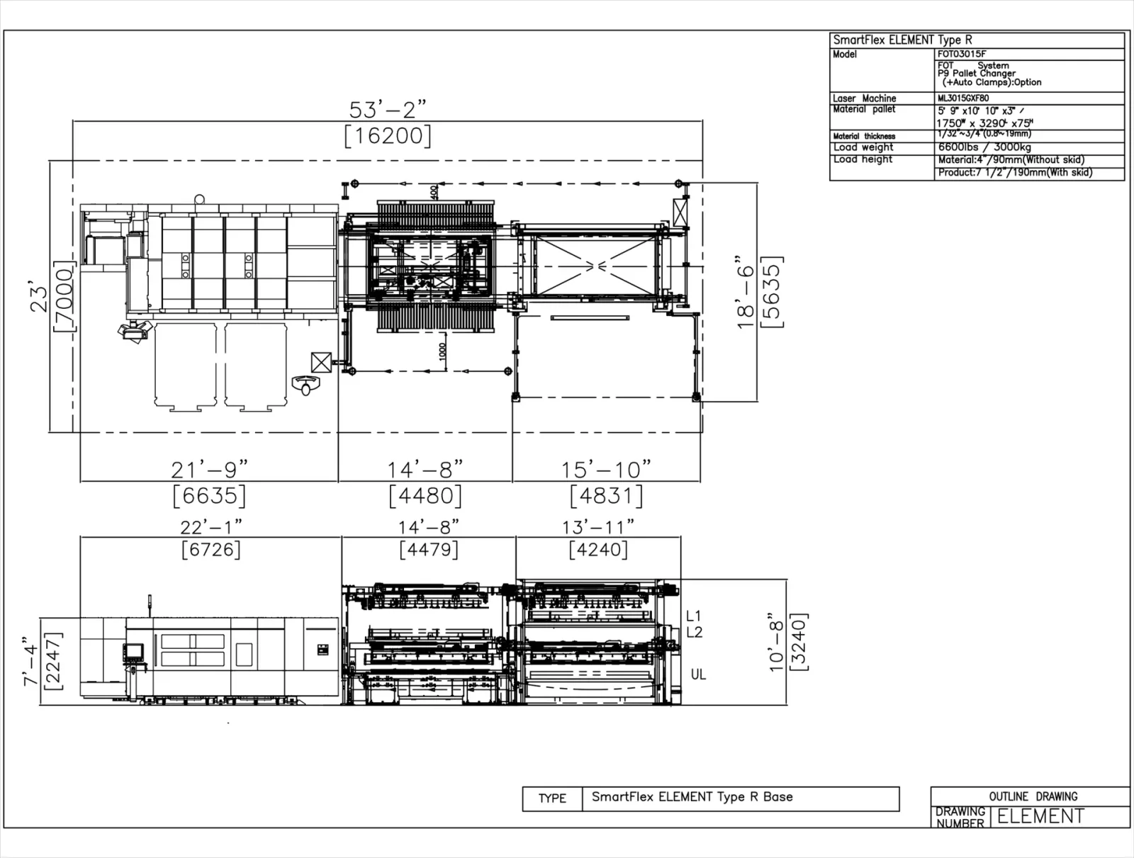 ELEMENT Type-R Base layout drawing